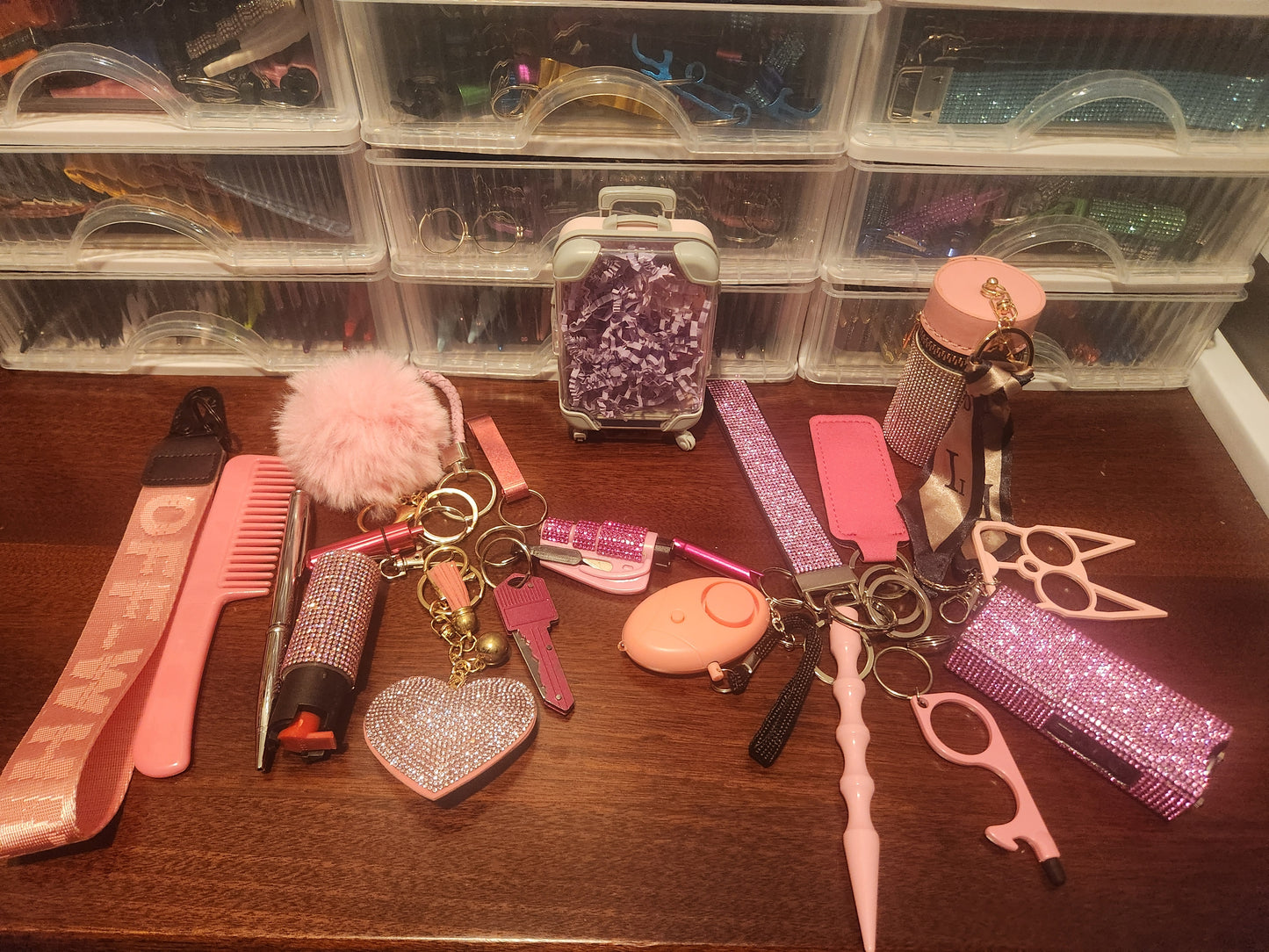 Diamond 20pcs safety keychain Diamante 20pcs Llavero de seguridad