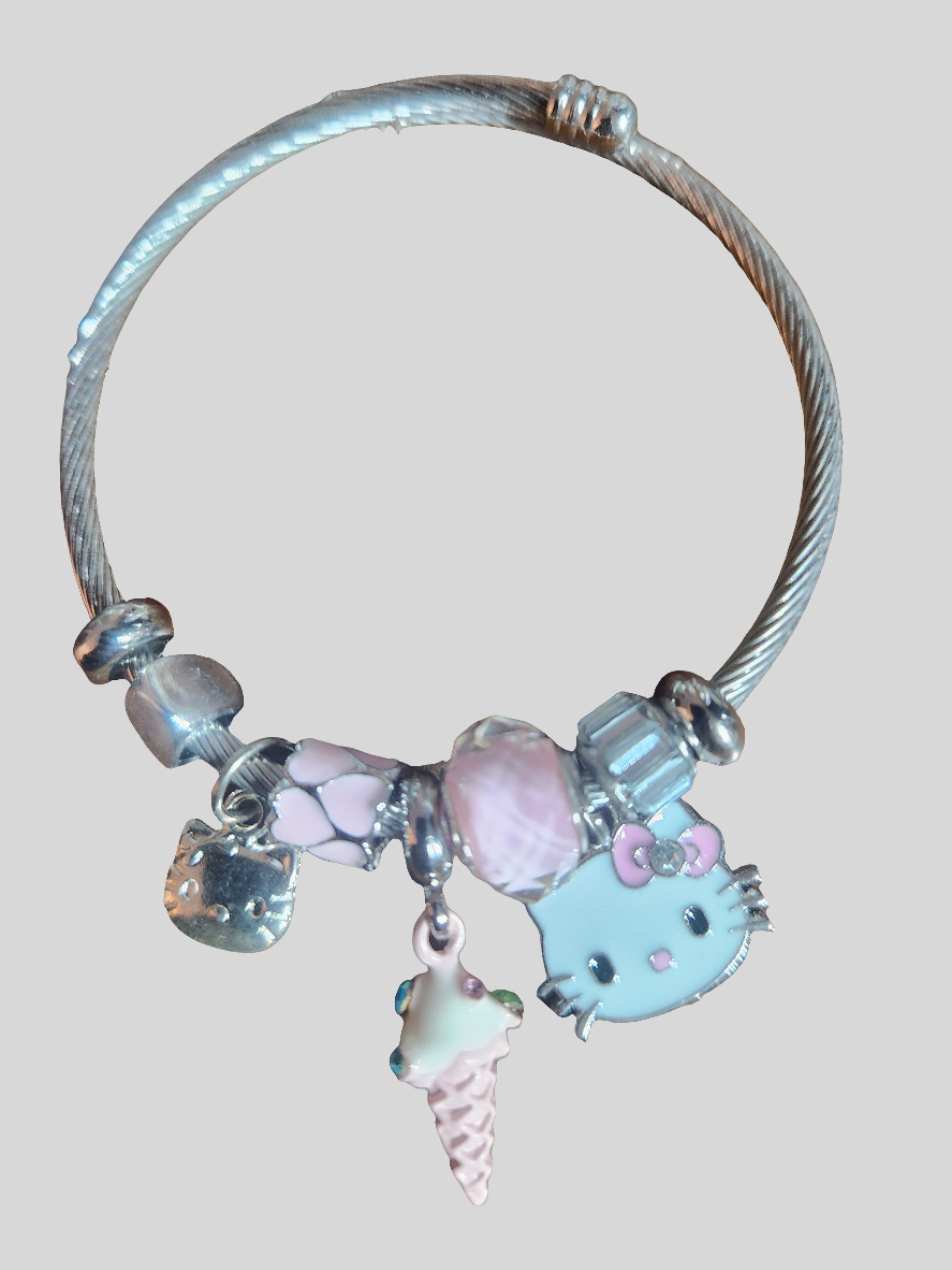 Hello gato helado corazon charm- Hello gato ice-cream, heart charm